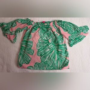 Lilly Pulitzer Nevie Off the Shoulder MANDEVILLA Pink/Green Women’s XXS